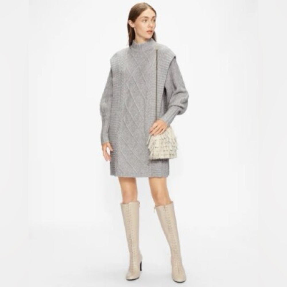 Ted Baker London Gray Cable Knit Sweater Dress size 2